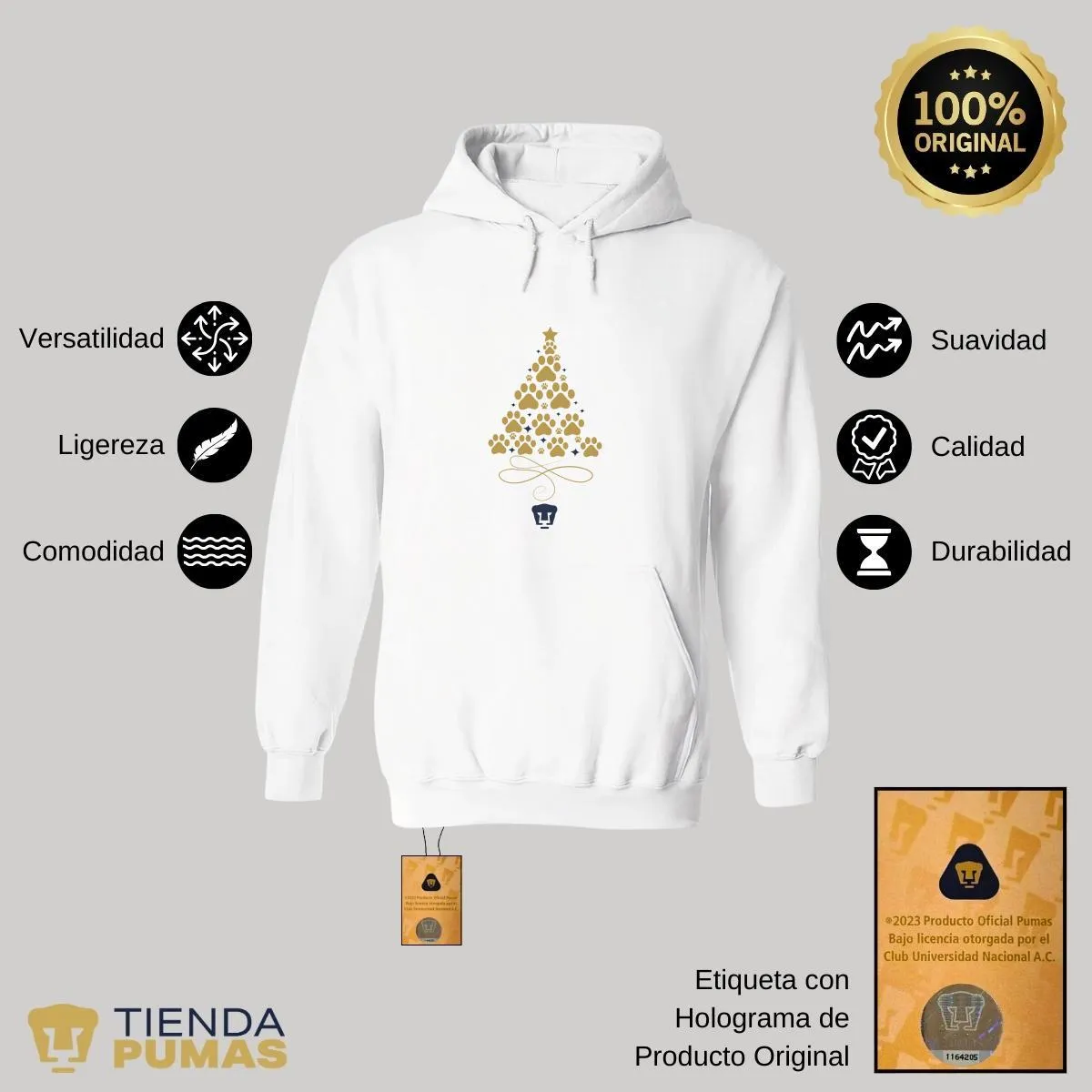 Sudadera Mujer Hoodie  Pumas UNAM rbol Navidad