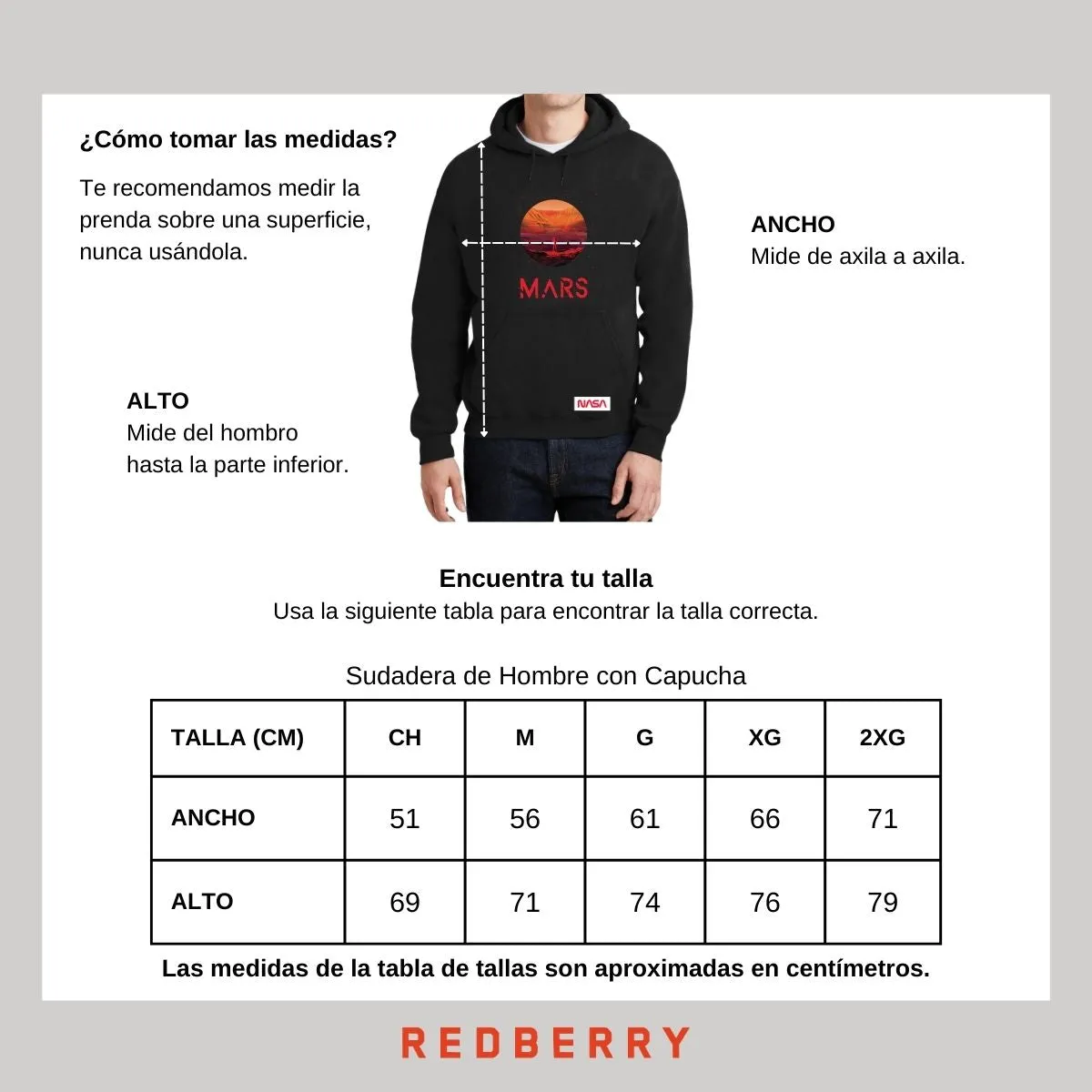 Sudadera para Hombre Hoodie Nasa Mars