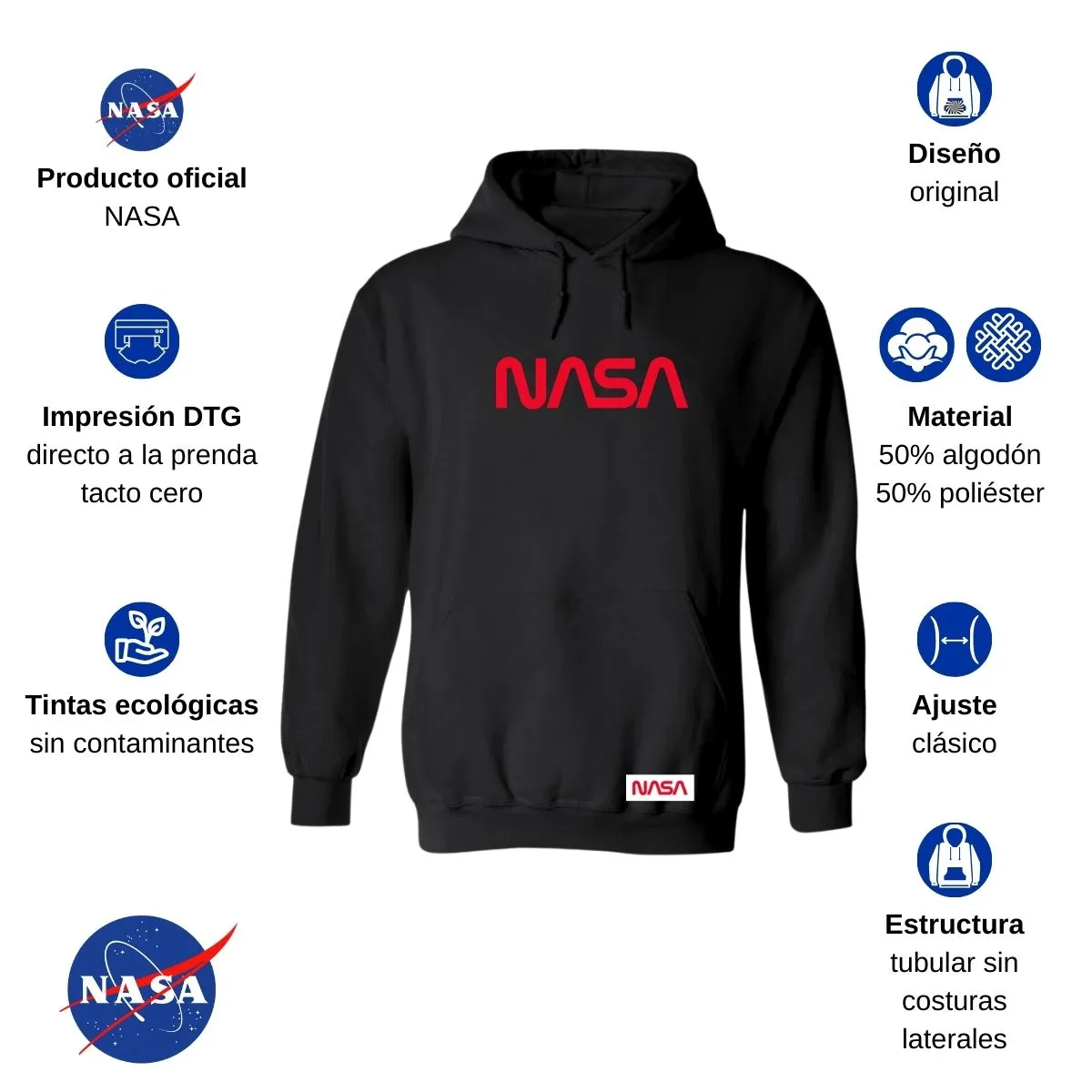 Sudadera para Hombre Hoodie Nasa Worm Red