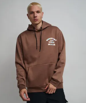 Support Local Iridescent Foil Print Hoodie - Brown