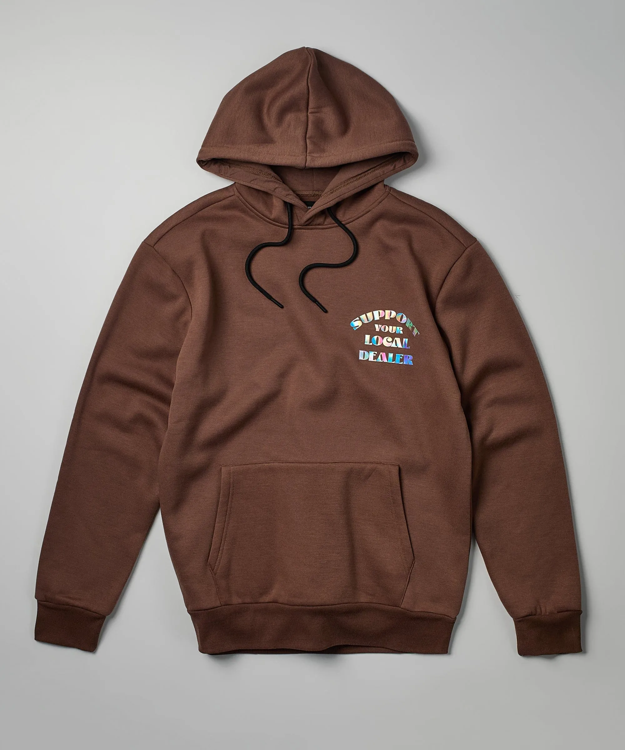 Support Local Iridescent Foil Print Hoodie - Brown