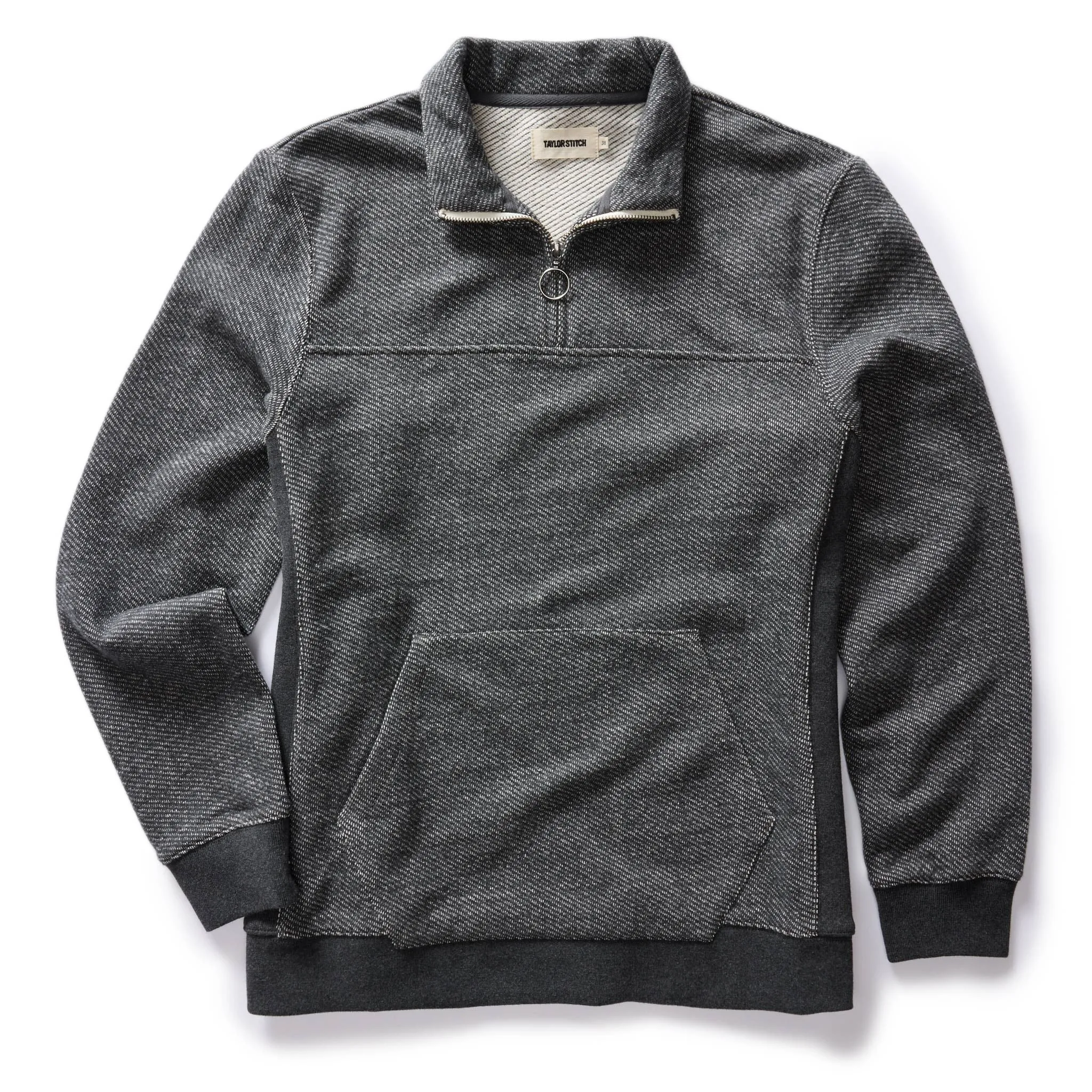 The Briggs Pullover in Coal French Terry Twill Knit