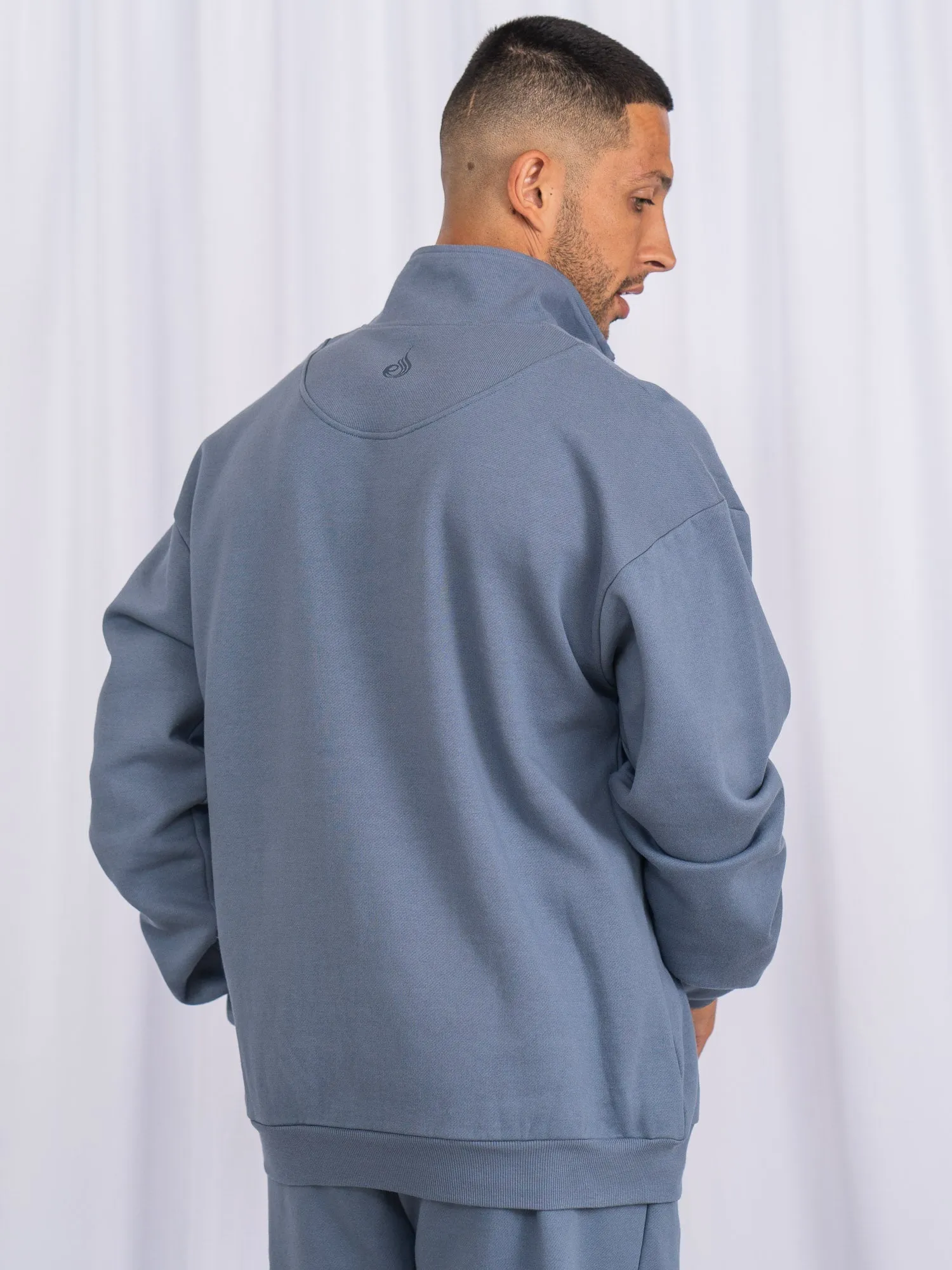 Unisex Half Zip Jumper - Denim Blue