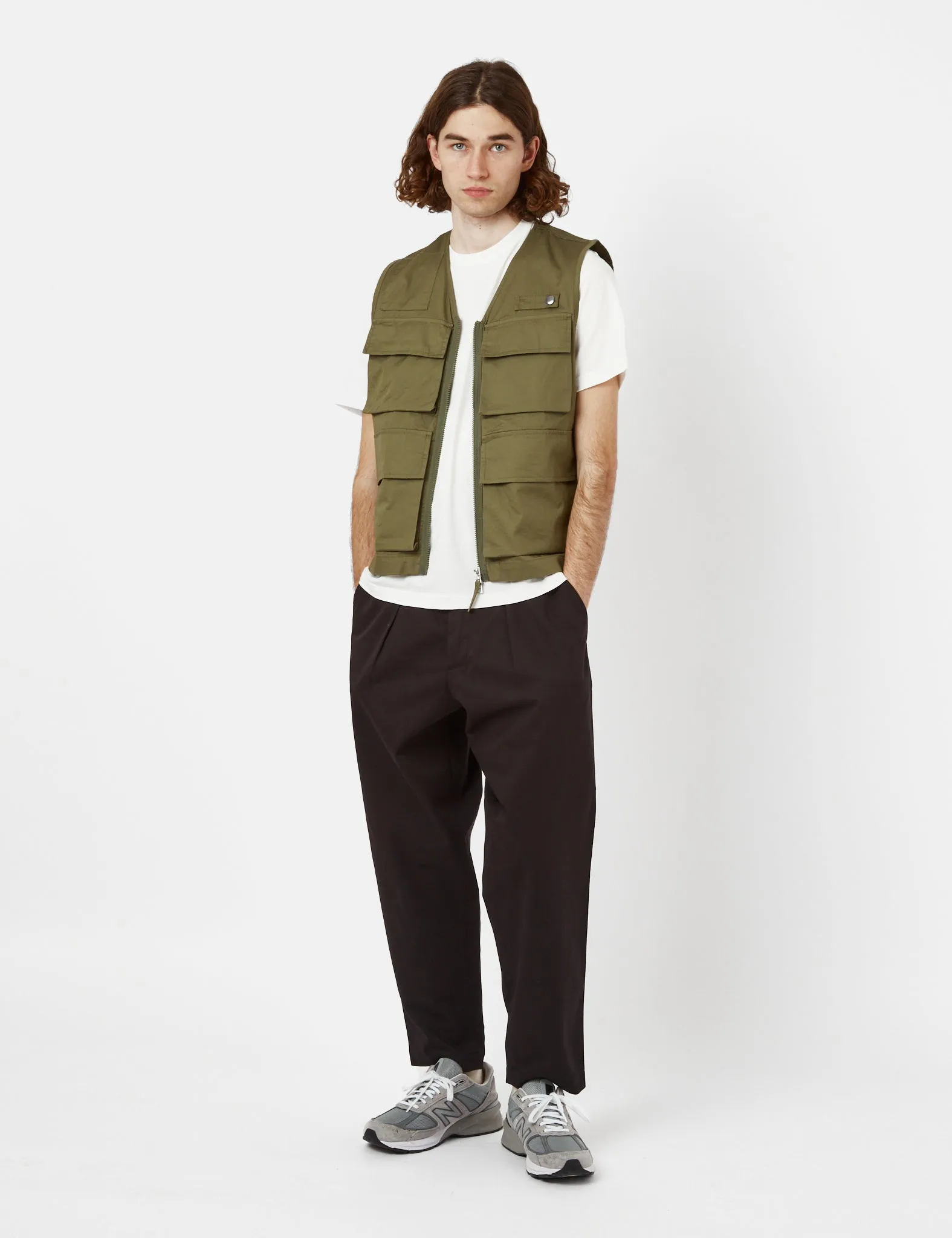 Universal Works Photographers Vest - Olive Green