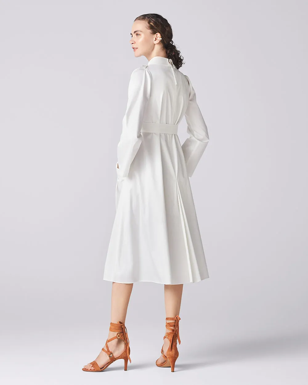 White Abstract Trench Dress