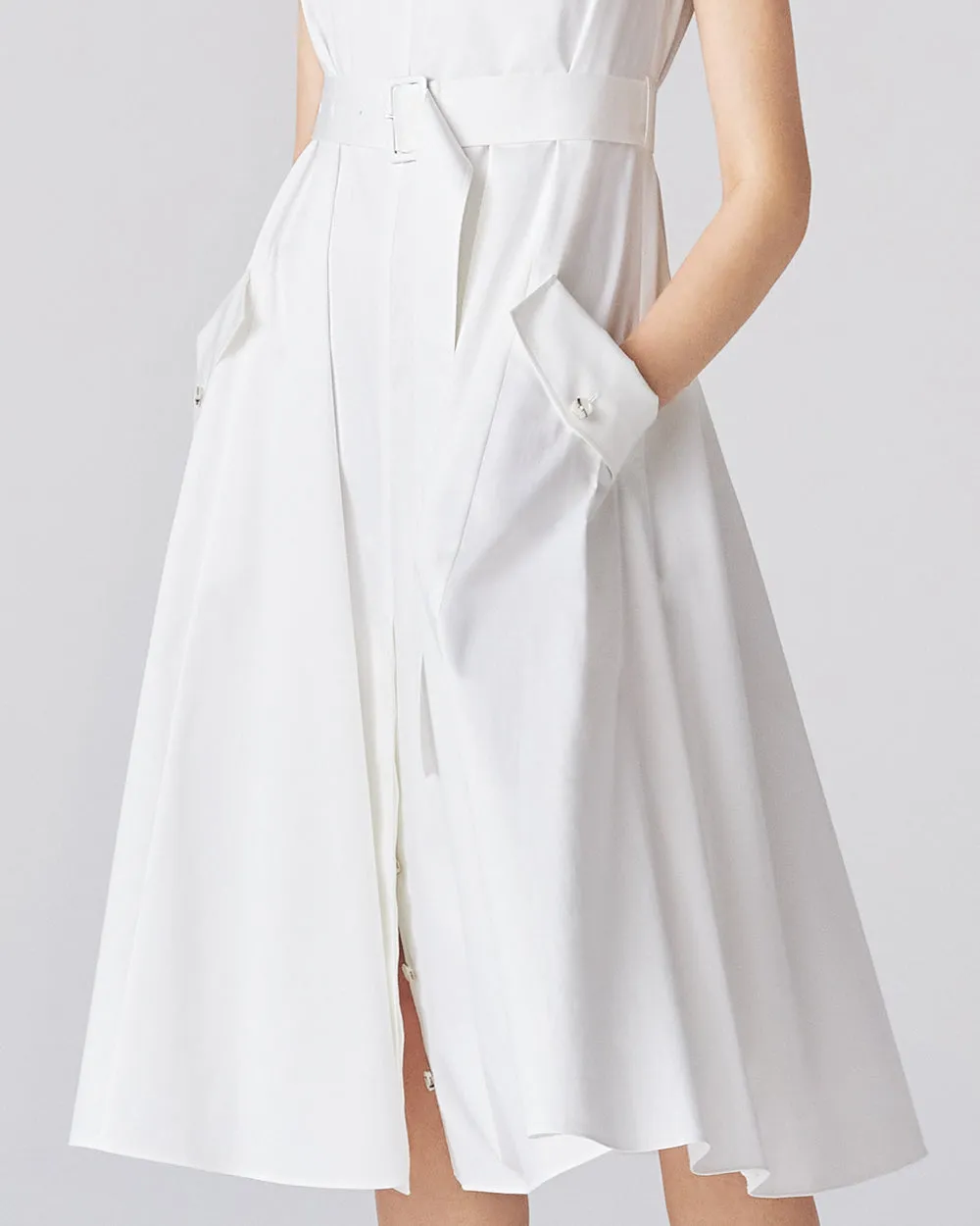 White Abstract Trench Dress